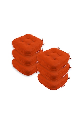 Sandalye Minderi 6'li Set 42x42x8 Cm Kalın Çift Kat Pofidik Minder Yıkanabilir Fermuarlı Su Ve Yağ İtici Kiremit Diğer
