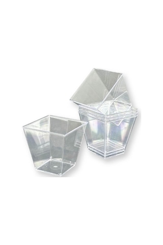 50 Adet Kübik Prizma Magnolya Tatlı Kasesi Kapaksız 200cc