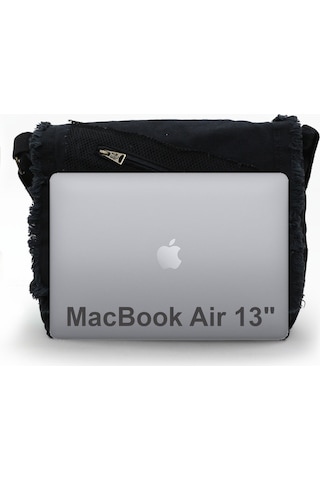 Old Cotton Cargo 7136 Siyah14 İnç Laptop Günlük Omuz Çantası Siyah