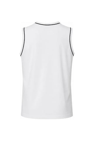 Efnaz Style Ön Unisex Pamuklu Bisiklet Yaka Kolsuz Atlet Kontrast Biyeli Regular Fit - Beyaz