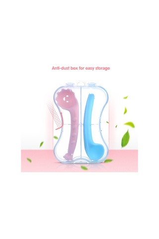 Moveevo Bebek Yemek Öğrenme Kaşığı, Eğilebilir, Noodle Spoon, 0-3 Yaş, Silikon-pp Malzeme, Depolama Kutusuyla, Mavi+pembe, 2 Adet Mavi - Pembe