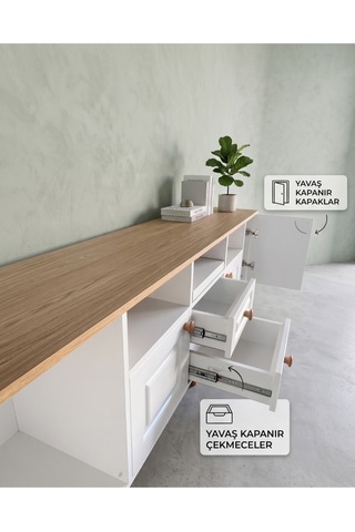 Life Tv Ünitesi %100 Mdf Beyaz - Meşe
