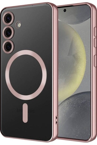 Galaxy S24 Plus Kılıf Kamera Korumalı M-safe Wireless Şarj Özellikli Zore Demre Kapak Rose Gold