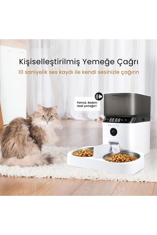 Petfit Autodine X Plus 5l Wi-fi Kameralı Çift Kase Akıllı Otomatik Kedi Köpek Mama Kabı Besleme Ünitesi Sesli Komut+çelik Kase+app Kontrol