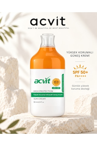 Acvit Yüksek Korumalı ve Mineralli Güneş Kremi SPF50+ 100 ML