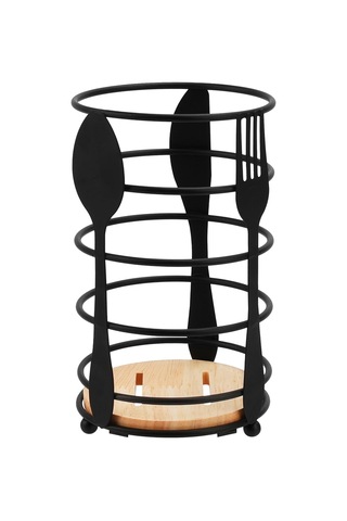 Paslanmaz Çelik Mutfak Gereçleri Tutucu, Mutfak Gereçleri Saklama Mutfak Aksesuarları, Siyah 16,5x10x10 Cm Diğer