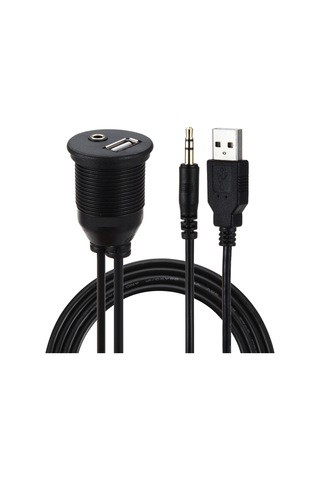 Usb 2.0 - 3.5mm Aux Uzatma Kablo Ve Montaj Aparatı Usb Aux Pan...