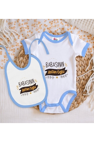 Bk Kids Babasının Aslan Oğlu Tasarımlı Mavi Bebek Body Zıbın Ve M Çok Renkli