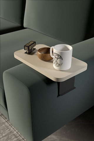 Yan Sehpa Ayarlanabilir Tepsi Dikdörtgen Dekoratif Modern Yatay Dikey Koltuk Sehpası Krem Krem