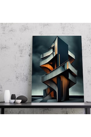 Modern Spiral Merdivenli Mimari Kanvas Tablo Nv00285