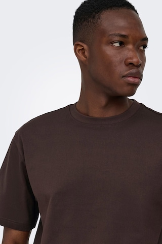 Only & Sons Onsfred % 100 Pamuk Relaxed Fit Bisiklet Yaka T Shirt Erkek T Shirt 22022532 Koyu Kahve