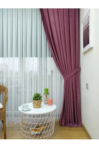 Evdepo Home Gül Kurusu Düz Renk Soft Fon Perde Tek Kanat Gülkurusu
