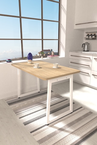 Vilinze Biga Sabit Mdf Metal Ayak Mutfak Masası - 70x120 Cm Beya Naturel