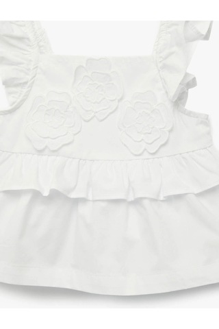 Koton Çiçek Detaylı Beyaz Kız Bebek Bluz 6smg60006aw Beyaz