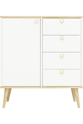 Floradesign Time Şifonyer / Çok Amaçlı Dolap/ Çekmeceli Şifonyer / Kapaklı Şifonyer / 4 Çekmeceli Şifonyer Meşe/beyaz