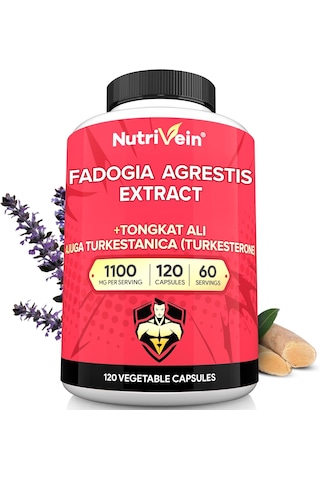 Nutrivein Premium Fadogia Agrestis And Tongkat Ali With Turkesterone - 1100 Mg - 120 Caps Strength, & Recovery For Men & Women Aromasız
