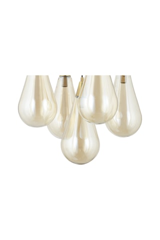 Lampaluce Goccia Tasarım Cam Avize 5'li Siyah - Sarı Bal - Siyah