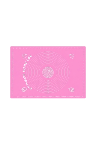 Pembe Silikon Hamur Açma Matı 45x65 Cm + Siyah Silikon Merdane 42 Cm Kaymaz Yapışmaz Hamur Seti