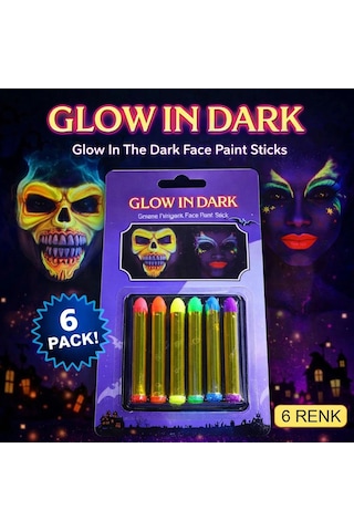 Fosforlu Glow Parti Boyası 6 Lı Karanlıkta Parlayan Yüz Boyası Diğer