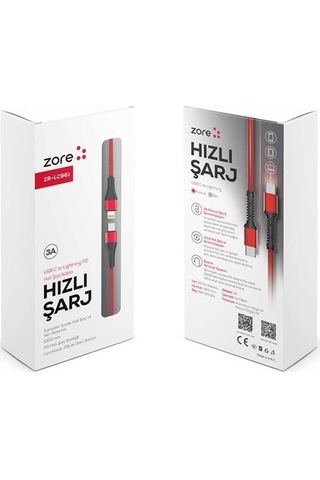 Zore Zr-Lc961 Pd To Lightning Kablo-Kırmızı