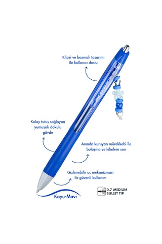 Xberry Jel Kalem Charmlı - 07mm Yuvarlak Uç Mavi