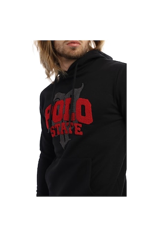 Polostate Erkek Polo State Süzine Nakışlı Kapüşonlu Sweat Siyah