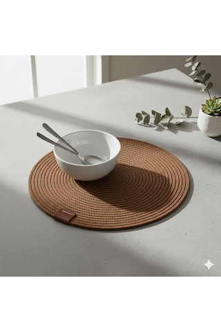Amerikan Servis Runner 6 Lı Sunum Supla Çeyiz Takımı Örgü Tabak Altı Yanmaz Kahverengi