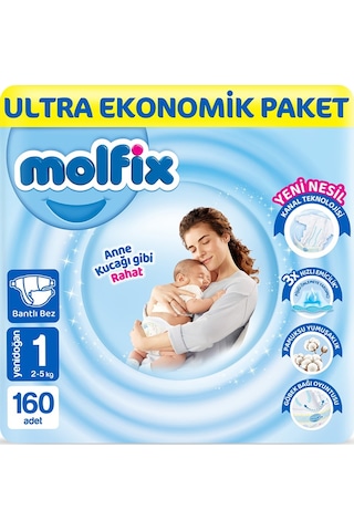 Molfix Bebek Bezi 1 Beden Yenidoğan Ultra Ekonomik Paket 160 Adet 4'lü