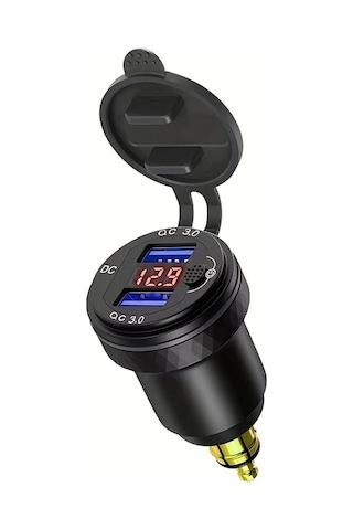 Boatshop1 Çift Hızlı Yeşil Işık 3.0 Usb Şarj Cihazı Led Ekranlı Alüminyum Dın Hella Fiş 12v 24v Bmw Ducati Triumph Mavi Sarı Portlu Güç Adaptörü