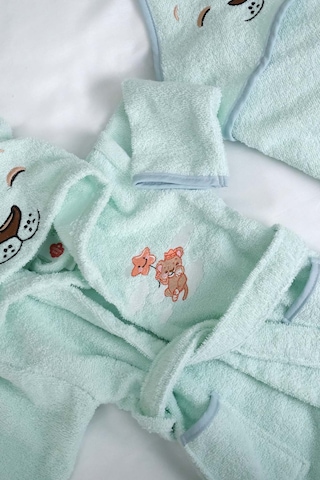 Aslan Mint %100 Pamuk Bebek Banyo Seti 0 - 24 Ay