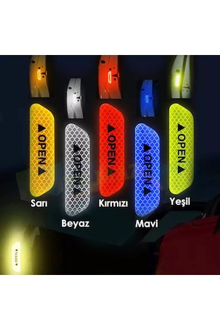 Araç Kapı Open Reflektör Araba Oto Sticker Yapıştıma 4 Adet