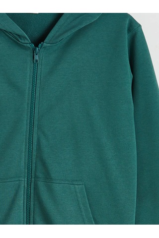 Lc Waikiki Yeşil Kapüşonlu Erkek Çocuk Fermuarlı Sweatshirt YESIL