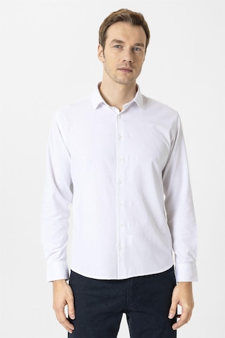 Süvari Beyaz Slim Fit Düz Klasik Yaka Gömlek-34081 Beyaz