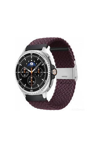 Samsung Galaxy Watch 8 40mm / 44mm / 46mm Classic Uyumlu Metal Clips Kumaş Örgü Akıllı Saat Kordon
