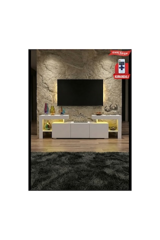 Burc Ledli Tv Ünitesi 200 Cm Beyaz