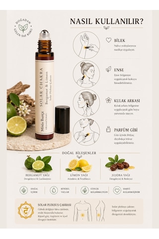Solar Çakra Roll - %100 Doğal Bergamot & Limon Yağı 10 Ml