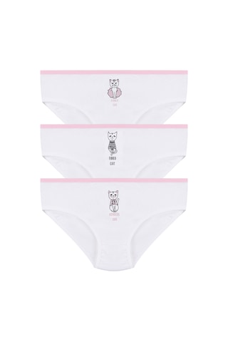 Koza İç Giyim Kız Çocuk 3'lü Penguen Desenli Slip 1050 Beyaz