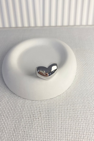 Kadın Yüzük Düz Plaka Tombik Kalp Model Yüzük Altın - Gümüş