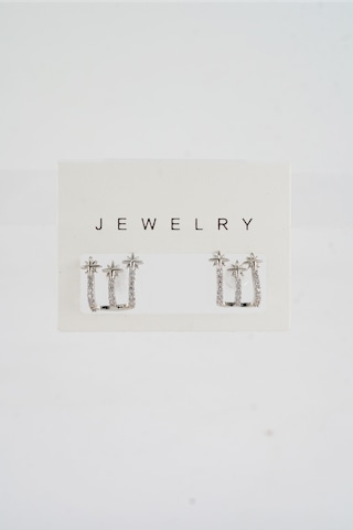 Byzeynaaksesuar Kadın Özel Tasarım Zirkon Taşlı 2'li Minimal Küpe 0210020 Çok Renkli