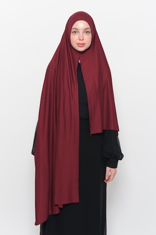 Hazır Pratik Geçmeli Lüks Düz Penye Şal Çapraz Hizalı Koyu Bordo