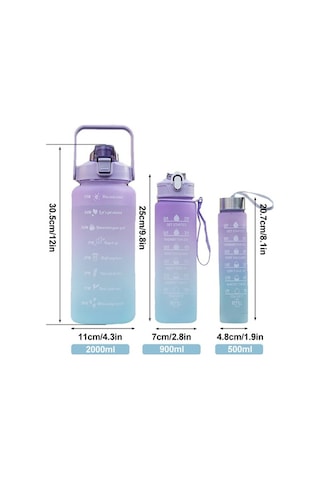 Novahub Renkli 2l Spor Şişesi: Pc, Pp, Gıda Silikonu, 30x11x11 Cm, 220g, El Yıkama Önerilir Mor Renk Mor