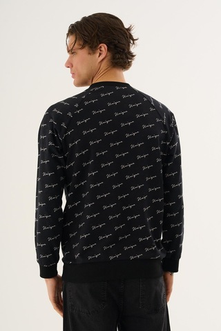 Alexandergardi Baskılı Bisiklet Yaka Sweatshirt Siyah