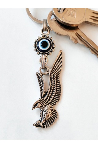 Moncuk Design Nazar Boncuklu Kartal Figürlü Metal Anahtarlık