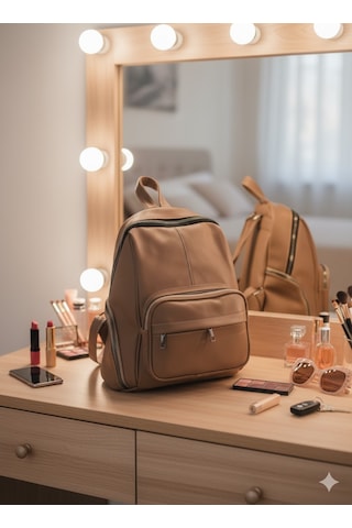 Newish Polo Donna Model Sırt Çantası-yıkama Suni Deri Sütlü Kahverengi