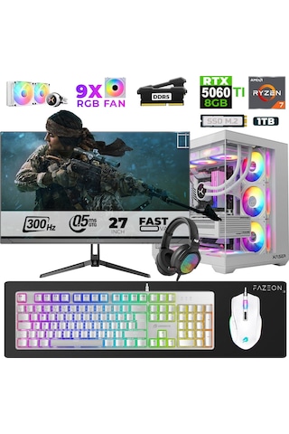 Xaser Star X520 R7-7800X3D 32 GB 1 TB SSD 8 GB RTX5060Tİ 27" Dos NVME Masaüstü Oyuncu Bilgisayarı