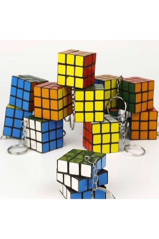 12 ADET MİNİ RUBİK ZEKA KÜPÜ (SABIR KÜPÜ) 3x3 ANAHTARLIK