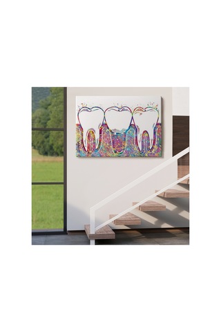 Renkli Dişler İmplant Diş Hekimi Yüksek Kaliteli Kanvas Canvas Tablo Tabloları