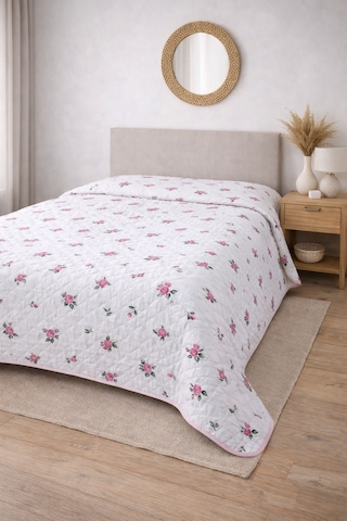Laila Kapitone Pamuklu Çift Kişilik 200 X 230 Cm Çok Amaçlı Yatak Örtüsü / Pike Pembe