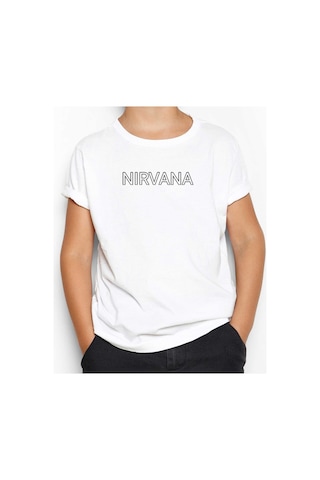 Zepplin Giyim Nirvana Yazı Beyaz Çocuk Tişört Beyaz
