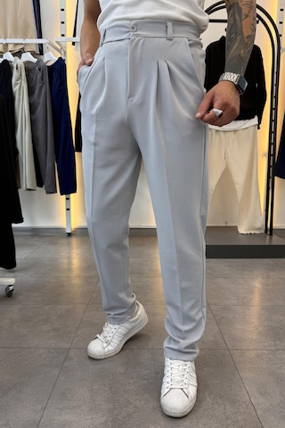 Yarım Balıkçı Pamuk Örme Likralı Esnek Rahat Kumaş Pileli Pantolonlu Takım Gri